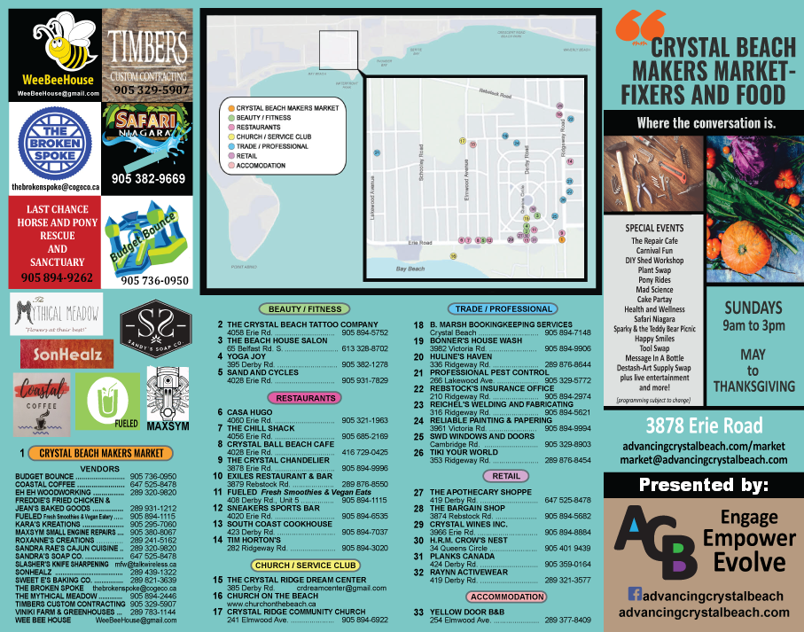 Brochure Map of Crystal Beach - Makers Market Presented by Advancing Crystal Beach and Local Businesses